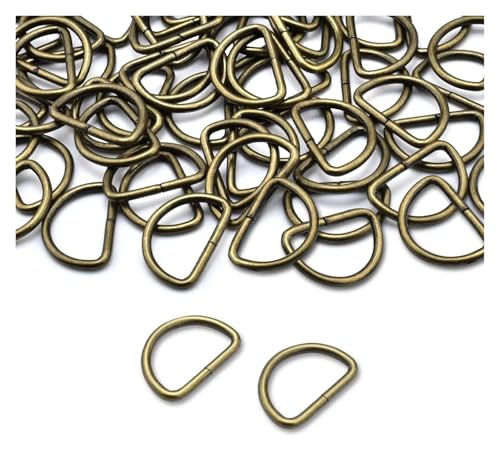 HEXHUASR 30/60/100 Stück D-Ring-Metallschnalle mit Nähzubehör, geeignet for Geldbörsen, Taschen, Bastelarbeiten, Kragenherstellung, Heimwerkerbedarf(Bronze,60Pcs) von HEXHUASR