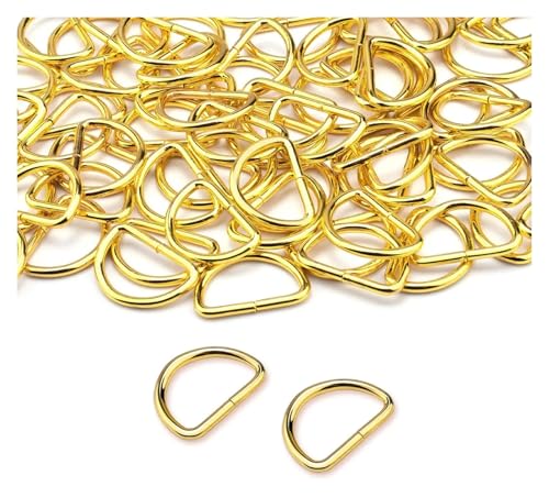 HEXHUASR 30/60/100 Stück D-Ring-Metallschnalle mit Nähzubehör, geeignet for Geldbörsen, Taschen, Bastelarbeiten, Kragenherstellung, Heimwerkerbedarf(Golden,60Pcs) von HEXHUASR