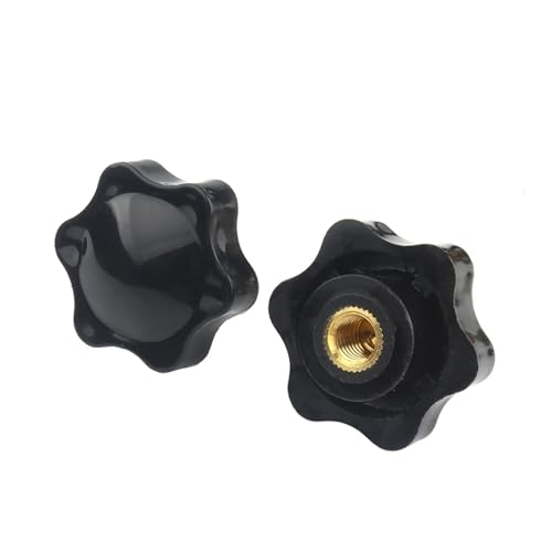 HEXHUASR M4 M5 M6 M8 M10 M12 Pflaume Bakelit Hand Festziehen Muttern Klemme Knopf Griff Gewinde Stern Schwarz Manuelle Daumen Mutter(Blind End,M6(Head 25mm) 10pcs) von HEXHUASR