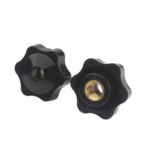 HEXHUASR M4 M5 M6 M8 M10 M12 Pflaume Bakelit Hand Festziehen Muttern Klemme Knopf Griff Gewinde Stern Schwarz Manuelle Daumen Mutter(Thoung Hole,M4(Head 25mm) 10pcs) von HEXHUASR