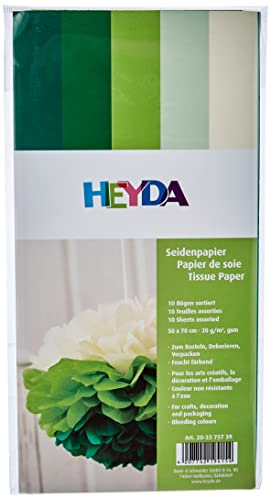 5x HEYDA Seidenpapier 50x70cm sort. Grün von Heyda