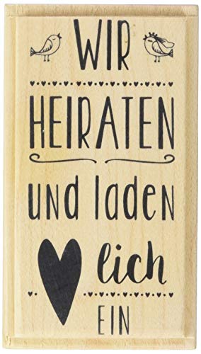 HEYDA Prandell 211800014 Stempel aus Holz (Hochzeit) Motivgröße 4,3 x 8,6 cm, Motiv: Wir heiraten von Knorr Prandell
