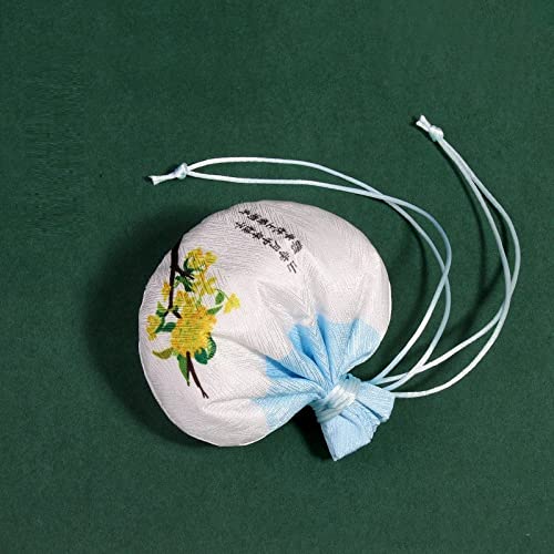 Schmuckbeutel aus Seide mit Kordelzug, bestickte Schmucktasche aus Brokatseide, 4 Beutel mit Blumenmuster, Geschenkbeutel mit Kordelzug, leerer Duftbeutel, Hanfu-Accessoires, Anhänger(Blue) von HEYDGBBZ