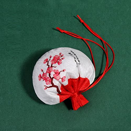 Schmuckbeutel aus Seide mit Kordelzug, bestickte Schmucktasche aus Brokatseide, 4 Beutel mit Blumenmuster, Geschenkbeutel mit Kordelzug, leerer Duftbeutel, Hanfu-Accessoires, Anhänger(Red) von HEYDGBBZ