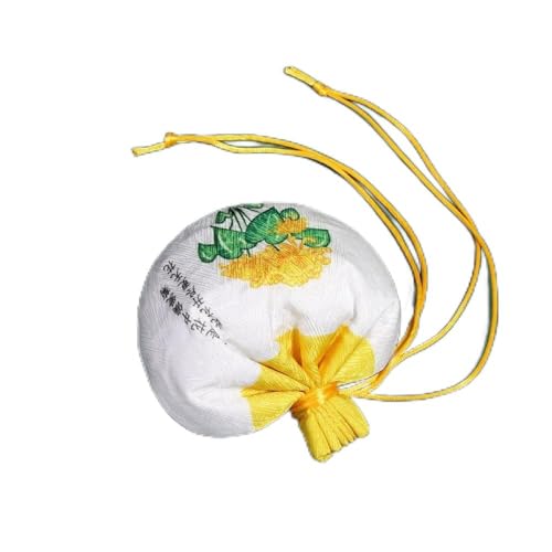 Schmuckbeutel aus Seide mit Kordelzug, bestickte Schmucktasche aus Brokatseide, 4 Beutel mit Blumenmuster, Geschenkbeutel mit Kordelzug, leerer Duftbeutel, Hanfu-Accessoires, Anhänger(Yellow) von HEYDGBBZ