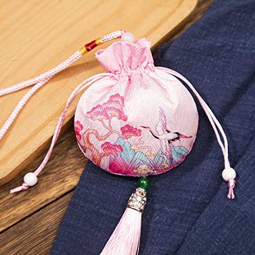 Schmuckbeutel aus Seide mit Kordelzug, bestickte Schmucktasche aus Brokatseide, 4 kleine Beuteltaschen, Brokatbeutel, Geschenkbeutel mit Kordelzug, leere Dufttasche, Hanfu-Accessoires, Anhänger(Pink) von HEYDGBBZ