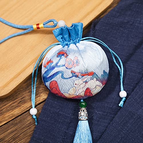 Schmuckbeutel aus Seide mit Kordelzug, bestickte Schmucktasche aus Brokatseide, 4 kleine Beuteltaschen, Brokatbeutel, Geschenkbeutel mit Kordelzug, leere Dufttasche, Hanfu-Accessoires, Anhänger(Blue) von HEYDGBBZ