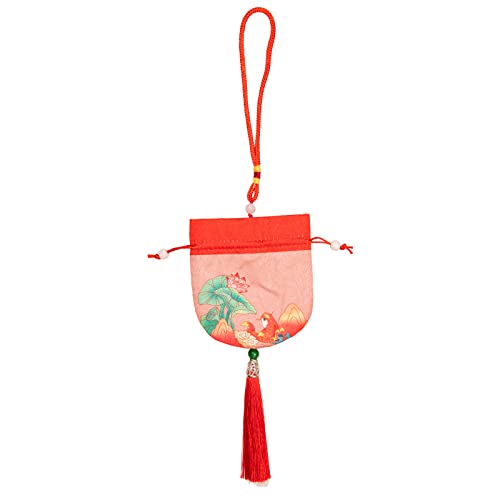 Schmuckbeutel aus Seide mit Kordelzug, bestickte Schmucktasche aus Brokatseide, 4 kleine Beuteltaschen, Brokatbeutel, Geschenkbeutel mit Kordelzug, leere Dufttasche, Hanfu-Accessoires, Anhänger(Red) von HEYDGBBZ