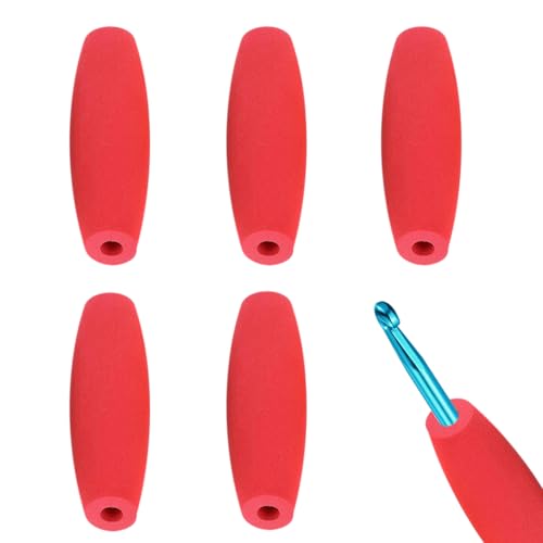 HEYLEAYAR Rote Häkelnadelgriffe, 5 Stück, ergonomischer Häkelnadelgriff, Schaumstoffgriff, Häkelzubehör, passend für 6,5 mm bis 7 mm Häkelnadeln HEYLEAYAR Rote Häkelnadelgriffe, 5 Stück, ergonomischer Häkelnadelgriff, Schaumstoffgriff, Häkelzubehör, passend für 6,5 mm bis 7 mm Häkelnadeln von HEYLEAYAR