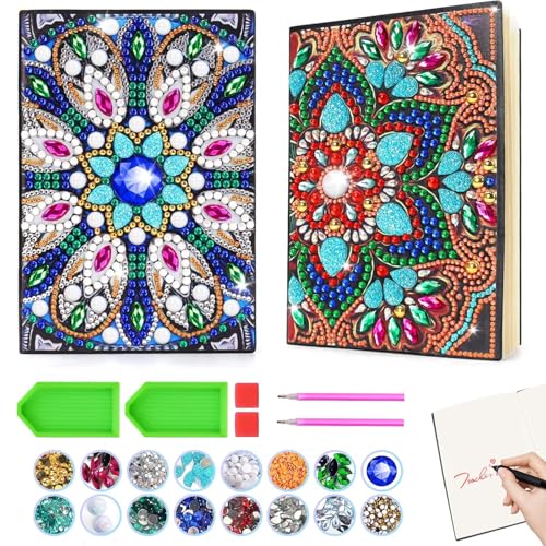 HEYOMI Bastelset Mädchen Set of 2 Mandala A5 Notebook Diamond Painting, 5D DIY Notebook Kits, Rhinestone Diamond Painting for Student Office School Supplies Crafts HEYOMI Bastelset Mädchen Set of 2 Mandala A5 Notebook Diamond Painting, 5D DIY Notebook Kits, Rhinestone Diamond Painting for Student Office School Supplies Crafts von HEYOMI