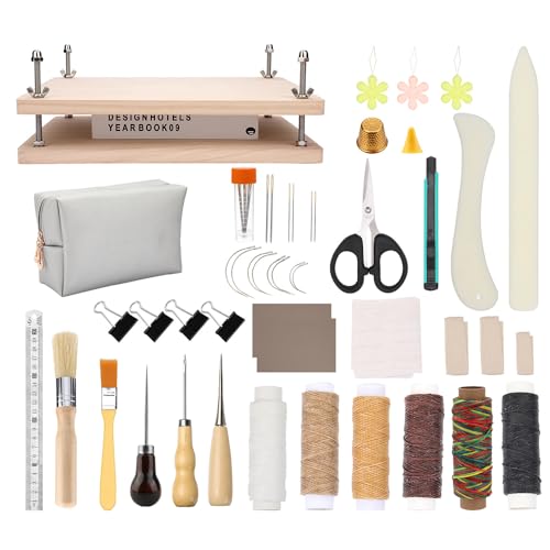 Buchbinder Set,Buchpresse aus Holz,handgefertigtes Buchbinder-Starterwerkzeug-Set, 35pcs 37.5*29cm tragbares,mit Holzbindepresse, Falzbein, Buchdeckel,Ahle,Buchbindeband,für DIY Buchbinder Handwerk Buchbinder Set,Buchpresse aus Holz,handgefertigtes Buchbinder-Starterwerkzeug-Set, 35pcs 37.5*29cm tragbares,mit Holzbindepresse, Falzbein, Buchdeckel,Ahle,Buchbindeband,für DIY Buchbinder Handwerk von HEYOUTH