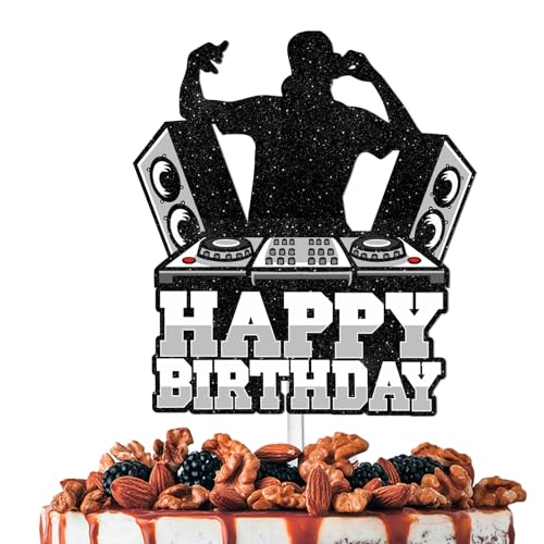 White Glitter Sound DJ Happy Birthday Cake Topper Cheer to Rock and Roll Music Theme Decor Supplies Men Women Boys Girls Birthday Party Decorations White Glitter Sound DJ Happy Birthday Cake Topper Cheer to Rock and Roll Music Theme Decor Supplies Men Women Boys Girls Birthday Party Decorations von HEYUWING