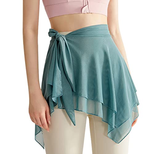 HEYXI Asymmetrischer Rock für Damen, Netzstoff, einfarbig, Yoga-Rock, Ballett, Wickelrock, Skate, Over-Schal, Grün HEYXI Asymmetrischer Rock für Damen, Netzstoff, einfarbig, Yoga-Rock, Ballett, Wickelrock, Skate, Over-Schal, Grün von HEYXI