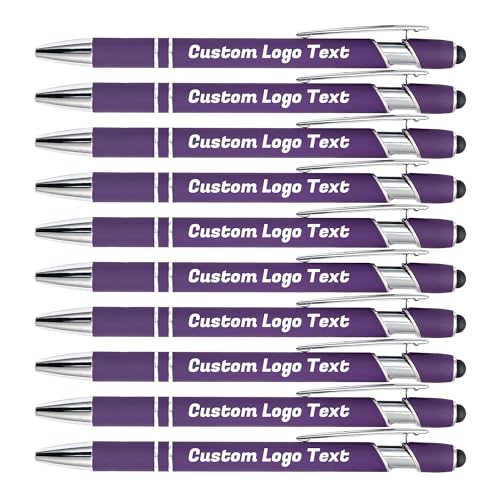 HEYZARDA Kugelschreiber mit Gravur Kugelschreiber Personalisiert mit Namen Text Logo Dunkelviolett 100 Pcs von HEYZARDA
