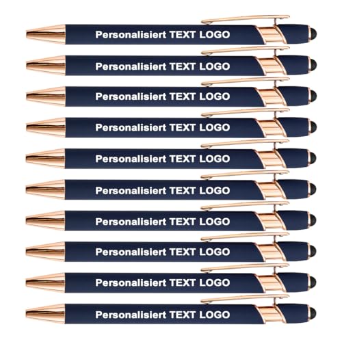 HEYZARDA Kugelschreiber mit Gravur Namen Text Logo für Büro Schule Business Stift 10 Pc blau von HEYZARDA