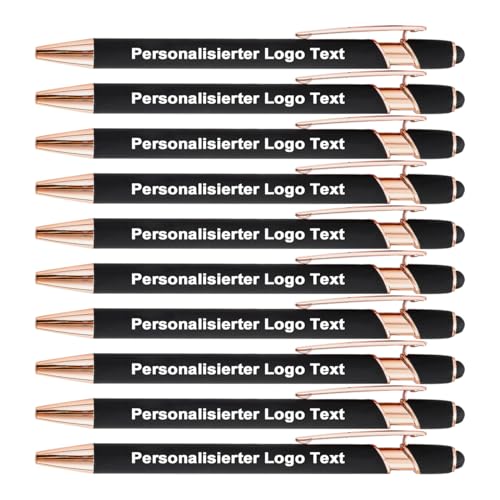 HEYZARDA Kugelschreiber mit Gravur Namen Text Logo für Büro Schule Business Stift 10 Pc schwarz von HEYZARDA