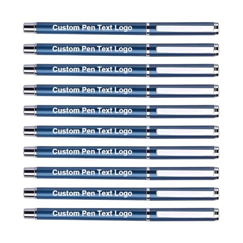 HEYZARDA Personalisierter Stift Gel Kugelschreiber mit Gravur mit Namen Logo 10 Stück Marineblau von HEYZARDA