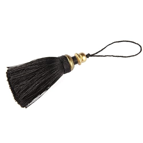 Vorhang Raffhalter 1 Stücke Goldene Quasten Handwerk Trim Hängenden Seil Silk Fringe Vorhang Dekor Wohnaccessoires Wohnzimmer Schmuck DIY Dekorative(Noir) von HEZHANG
