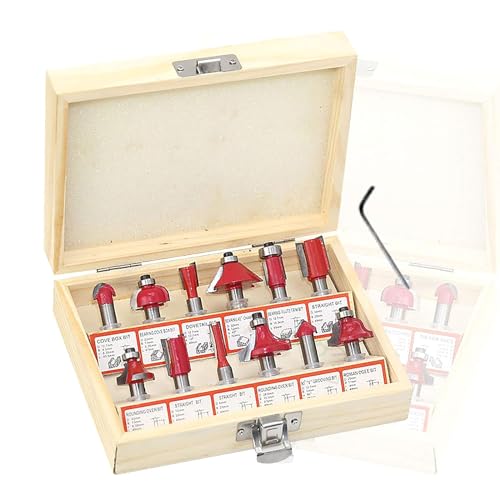 HEZHU Fräsersatz HM 12tgl Schaft 6mm Nutfräser Profilfräser für Oberfräse Holzfräser Fräser Bit Set mit Schraubenschlüssel HEZHU Fräsersatz HM 12tgl Schaft 6mm Nutfräser Profilfräser für Oberfräse Holzfräser Fräser Bit Set mit Schraubenschlüssel von HEZHU