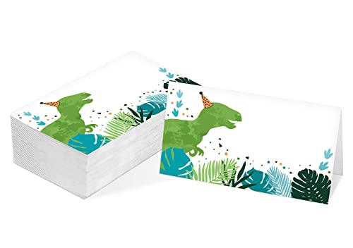 Tischkarte, Dinosaurier Thema Zelt Stil Karten, 25 Stück Half Fold Empfang Platzkarte, Grün Blau Dino Lebensmittel Etiketten, Perfekt für Babyparty, Dinosaurier Geburtstagsfeier C06 von HEZNZXQ