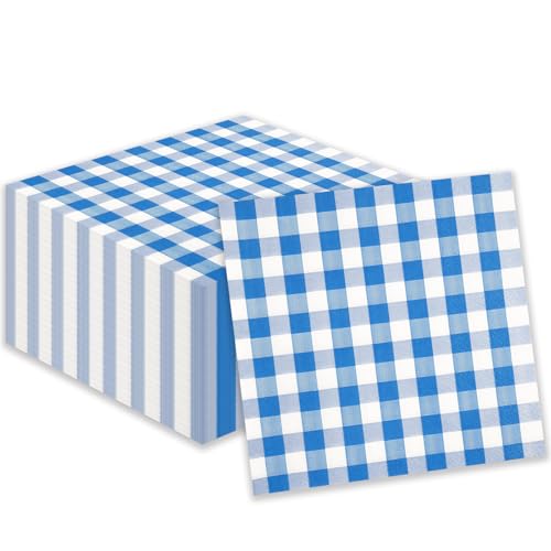 40 Stück Gingham Servietten, Blau karierte Cocktailservietten Einweg-Papierservietten Getränkeservietten für Restaurant Bar Picknick Geburtstag Hochzeitstag Dekorationen, 25x25cm 40 Stück Gingham Servietten, Blau karierte Cocktailservietten Einweg-Papierservietten Getränkeservietten für Restaurant Bar Picknick Geburtstag Hochzeitstag Dekorationen, 25x25cm von HFBOBP