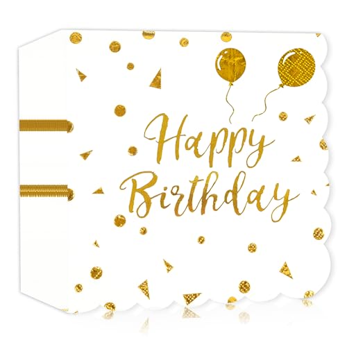 40 Stück Servietten Happy Birthday, weiße und Gold Geburtstag Spitzen Servietten 33x33cm für Junge mädchen Geburtstag Feiern Party Jubiläum von HFBOBP