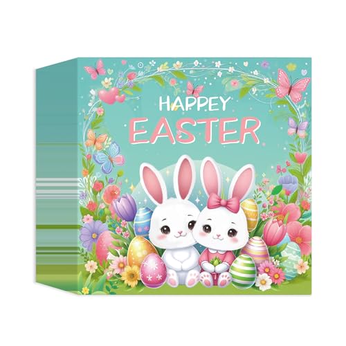 40 Stück servietten ostern,Frühling Hase Servietten Hand wischt Bunny dekorative Servietten für Urlaub Osterpartys Decoupage und Abendessen,33X33cm von HFBOBP