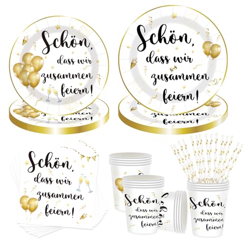 50 Stück Partygeschirr Geburtstag, Kindergeburtstag Tischdeko Goldener Ballon Servietten und Becher papier, Schön, dass wir zusammen feiern, für Geburtstag Hochzeit Party 50 Stück Partygeschirr Geburtstag, Kindergeburtstag Tischdeko Goldener Ballon Servietten und Becher papier, Schön, dass wir zusammen feiern, für Geburtstag Hochzeit Party von HFBOBP