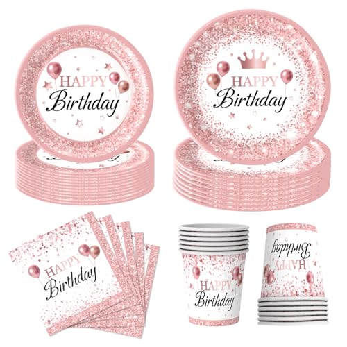 80 Stück Rosegold Partygeschirr, Rosegold Partyteller und Servietten Papierstrohhalme Mädchen Partys Hochzeit Geburtstagsparty Dekorationen für 20 Gäste 80 Stück Rosegold Partygeschirr, Rosegold Partyteller und Servietten Papierstrohhalme Mädchen Partys Hochzeit Geburtstagsparty Dekorationen für 20 Gäste von HFBOBP