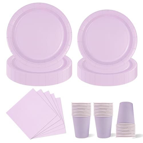 96 Stück Lila Partygeschirr Set,Party Pappteller Becher Servietten Partyteller Partyset Süße Party für Feste und Feiern wie Geburtstag 96 Stück Lila Partygeschirr Set,Party Pappteller Becher Servietten Partyteller Partyset Süße Party für Feste und Feiern wie Geburtstag von HFBOBP