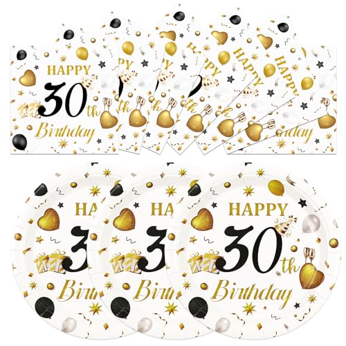HFBOBP 50 Einwegteller und Servietten (30. Geburtstag, 17,8 cm) von HFBOBP