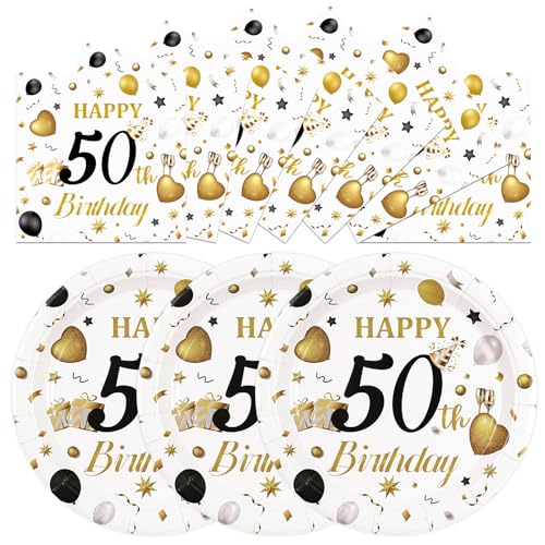 HFBOBP 50 Einwegteller und Servietten (50. Geburtstag, 17,8 cm) von HFBOBP