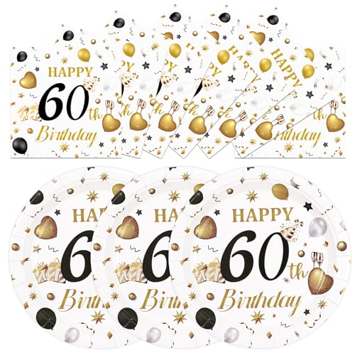 HFBOBP 50 Einwegteller und Servietten (60. Geburtstag, 17,8 cm) von HFBOBP