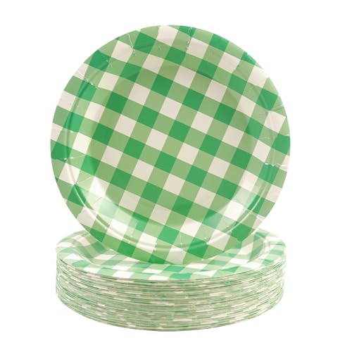 HFBOBP 50 Stück Gingham Teller, 18cm karierte Pappteller kariert Dessertteller Einweg Party Teller Geschirr Geschirr für Picknick Hochzeit Geburtstage Camping Party Supplies Dekorationen (Grün, 18cm) HFBOBP 50 Stück Gingham Teller, 18cm karierte Pappteller kariert Dessertteller Einweg Party Teller Geschirr Geschirr für Picknick Hochzeit Geburtstage Camping Party Supplies Dekorationen (Grün, 18cm) von HFBOBP