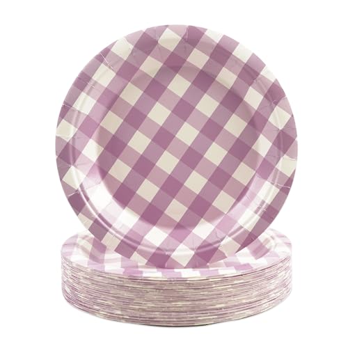 HFBOBP 50 Stück Gingham Teller, 18cm karierte Pappteller kariert Dessertteller Einweg Party Teller Geschirr Geschirr für Picknick Hochzeit Geburtstage Camping Party Supplies Dekorationen (Rosa, 18cm) HFBOBP 50 Stück Gingham Teller, 18cm karierte Pappteller kariert Dessertteller Einweg Party Teller Geschirr Geschirr für Picknick Hochzeit Geburtstage Camping Party Supplies Dekorationen (Rosa, 18cm) von HFBOBP