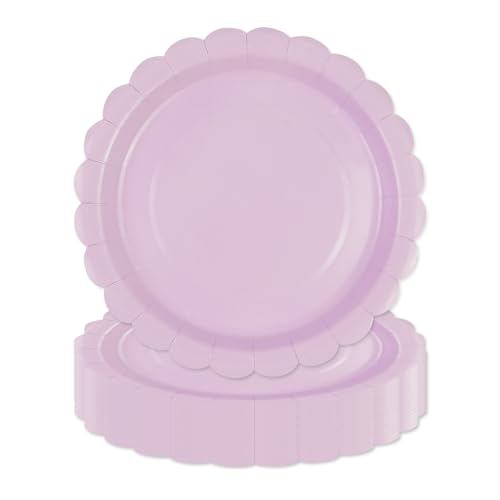 HFBOBP 50 Stück Lila Pappteller,18CM Dessertteller Einmalgeschirr Tisch Dekorationen Partygeschirr für Hochzeit Garten Geburtstag Party von HFBOBP