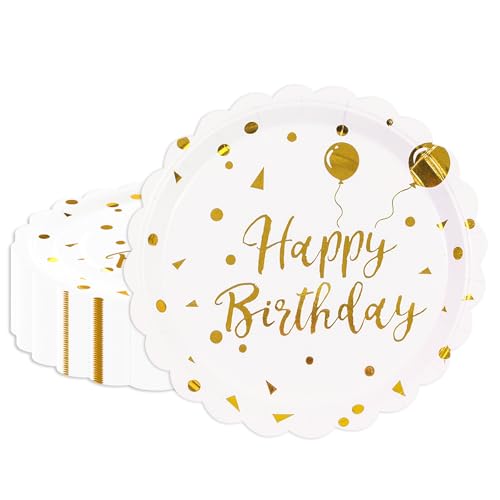 HFBOBP 50 Stück Partyteller Goldfolie Teller, Weiß mit Golddruck Gepunktete Partygeschirr für Abendessen, Dessert, Hochzeit, Jubiläums, Valentinstag HFBOBP 50 Stück Partyteller Goldfolie Teller, Weiß mit Golddruck Gepunktete Partygeschirr für Abendessen, Dessert, Hochzeit, Jubiläums, Valentinstag von HFBOBP