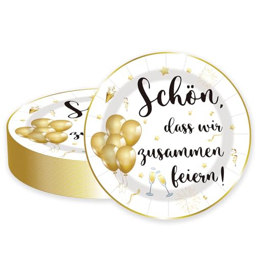 HFBOBP 50 Stück geburtstag Pappteller,Goldener Ballon Party Einweg-Dessertteller-Set,Schön, dass wir zusammen feiern, Party Teller Set für Hochzeit Picknicks,Abschlussfeier HFBOBP 50 Stück geburtstag Pappteller,Goldener Ballon Party Einweg-Dessertteller-Set,Schön, dass wir zusammen feiern, Party Teller Set für Hochzeit Picknicks,Abschlussfeier von HFBOBP