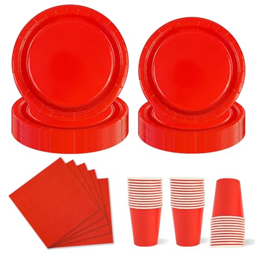 HFBOBP 96 Stück Tiefrot Partygeschirr Set,Party Pappteller Becher Servietten Partyteller Partyset Süße Party für Feste und Feiern wie Geburtstag HFBOBP 96 Stück Tiefrot Partygeschirr Set,Party Pappteller Becher Servietten Partyteller Partyset Süße Party für Feste und Feiern wie Geburtstag von HFBOBP