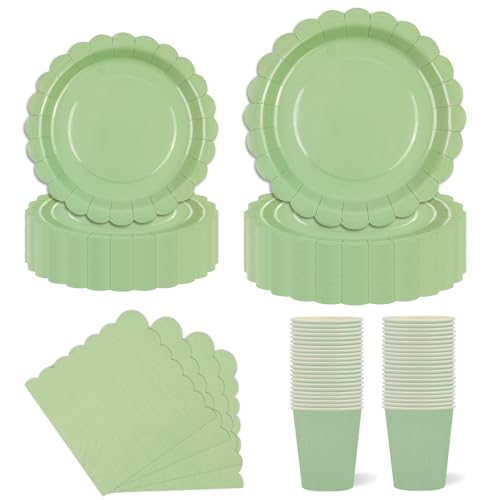 Partygeschirr 80 Stück Grasgrün Geburtstag Deko, Pappteller Becher Servietten Partyset Süße Party für Geburtstage Hochzeit 20 Gäste Partygeschirr 80 Stück Grasgrün Geburtstag Deko, Pappteller Becher Servietten Partyset Süße Party für Geburtstage Hochzeit 20 Gäste von HFBOBP