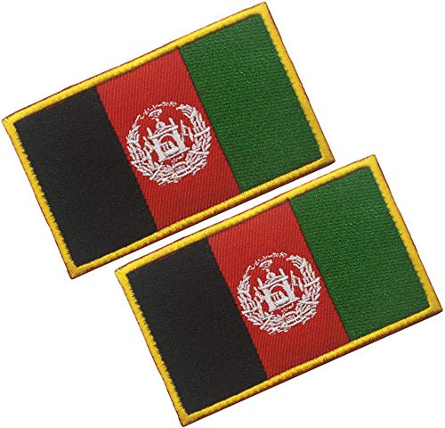 HFDA 2 Stück verschiedene Länderflaggen-Aufnäher – taktischer Kampf-Militär-Klett-Abzeichen bestickt Moral Patch (Afghanistan) von HFDA