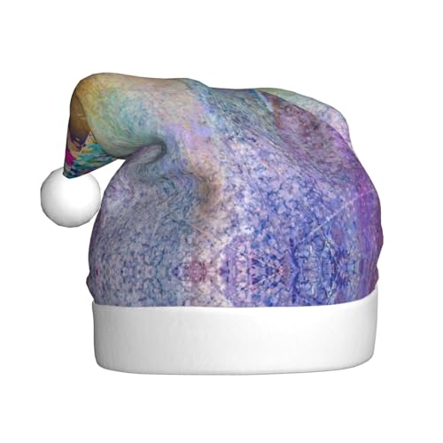 Abstrakte lila Weinende Blumen-Weihnachtsmannmütze, Weihnachtsmütze, Weihnachtsmütze, Strickmütze, Kappe für Erwachsene Damen und Herren von HFDERW