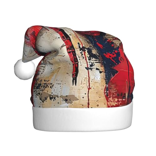 Abstrakte rote Libellen-Weihnachtsmann-Mütze, Weihnachtsmütze, Weihnachtsmütze, Strickmütze, Mütze für Erwachsene, Damen und Herren von HFDERW