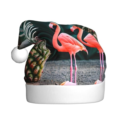 Ananas-Flamingo-Weihnachtsmannmütze, Weihnachtsmütze, Weihnachtsmütze, Weihnachtsmütze, Strickmütze, Mütze für Erwachsene, Damen und Herren von HFDERW
