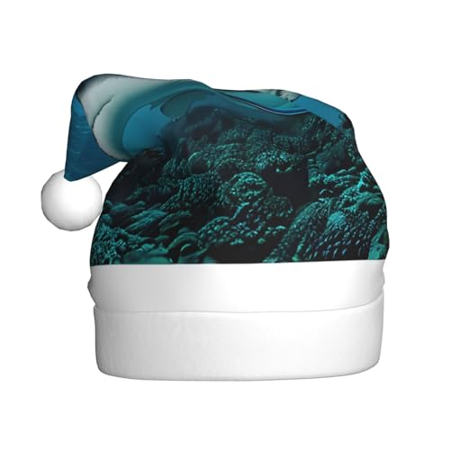 Blauer Hai-Weihnachtsmann-Mütze, Weihnachtsmütze, Weihnachtsmütze, Strickmütze, Mütze für Erwachsene, Damen und Herren von HFDERW