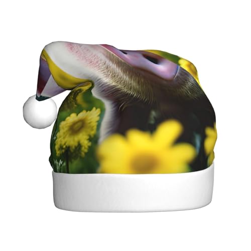 Blumen-Schweine-Weihnachtsmann-Mütze, Weihnachtsmütze, Weihnachtsmütze, Strickmütze, Mütze für Erwachsene, Damen und Herren von HFDERW