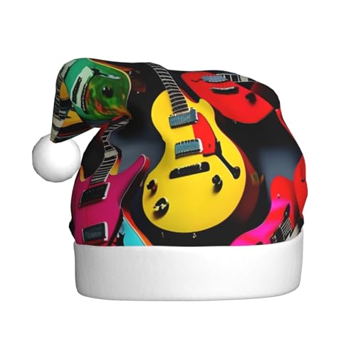 Bunte Gitarren-Weihnachtsmannmütze, Weihnachtsmütze, Weihnachtsmütze, Strickmütze, Mütze für Erwachsene, Damen und Herren von HFDERW