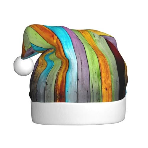 Bunte Holzbretter, Weihnachtsmannmütze, Weihnachtsmütze, Weihnachtsmütze, Strickmütze, Mütze für Erwachsene, Damen und Herren von HFDERW