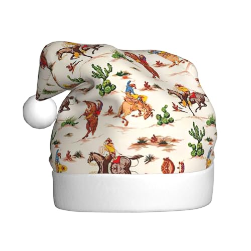 Cowboy-Mütze mit Pferd, Weihnachtsmannmütze, Weihnachtsmütze, Strickmütze, Mütze für Erwachsene, Damen und Herren von HFDERW