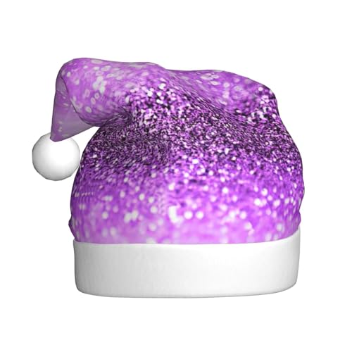 Glitzernde, violette Glitzer-Weihnachtsmannmütze, Weihnachtsmütze, Weihnachtsmütze, Strickmütze, Mütze für Erwachsene, Damen und Herren von HFDERW